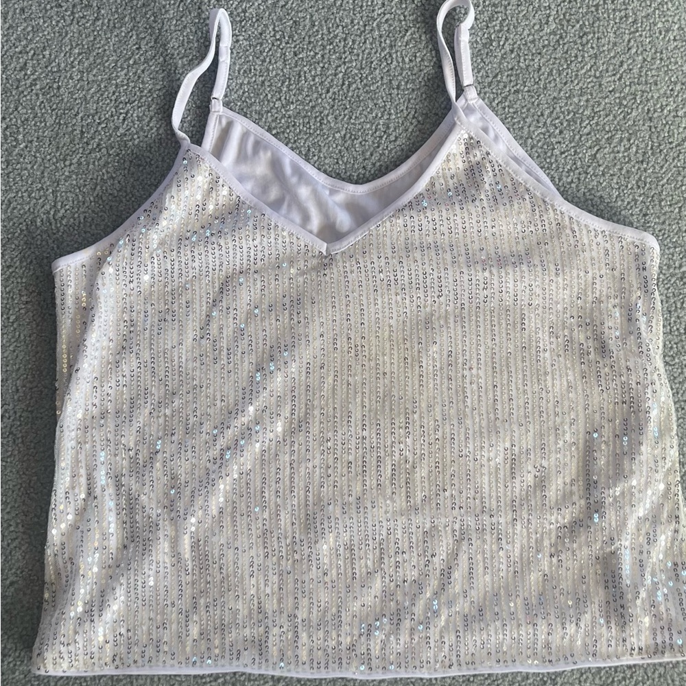 SHEIN White Sequin Camisole Top